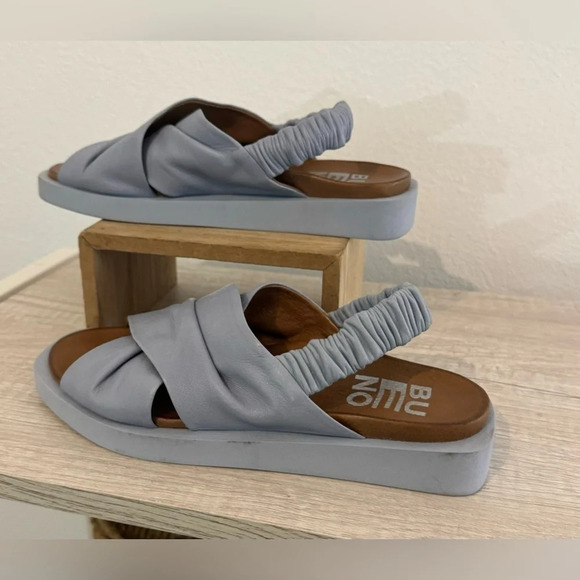 Bueno Janessa Slingback Sandals Anthropologie Soft Leather Blue Size 36 EU 5-5.5 - Picture 1 of 9